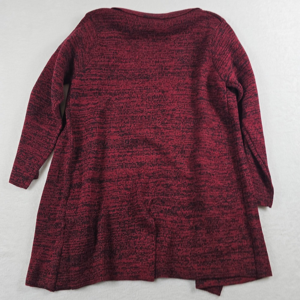 Step In Style Womens XL Red Black Marled Double‎ Breasted Longline Cardigan NEW - Picture 7 of 7